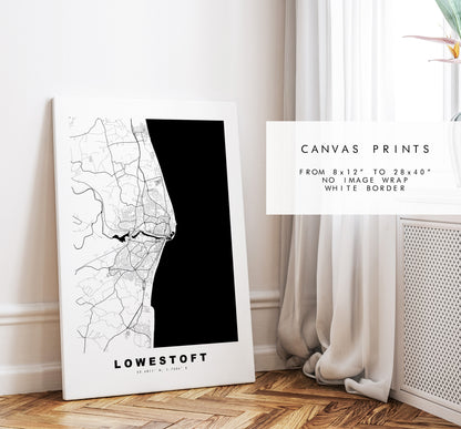 Lowestoft Map Print - Minimalist City Map Poster - Map Wall Art - UK - Lowestoft Print - Lowestoft Poster - Different Colours Available
