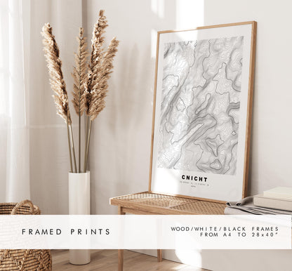 Cnicht Print - Contour Map - Snowdonia - Wales - Topographic Map - Print - Poster - Wall Art - Cnicht Poster - Moelwynion Range