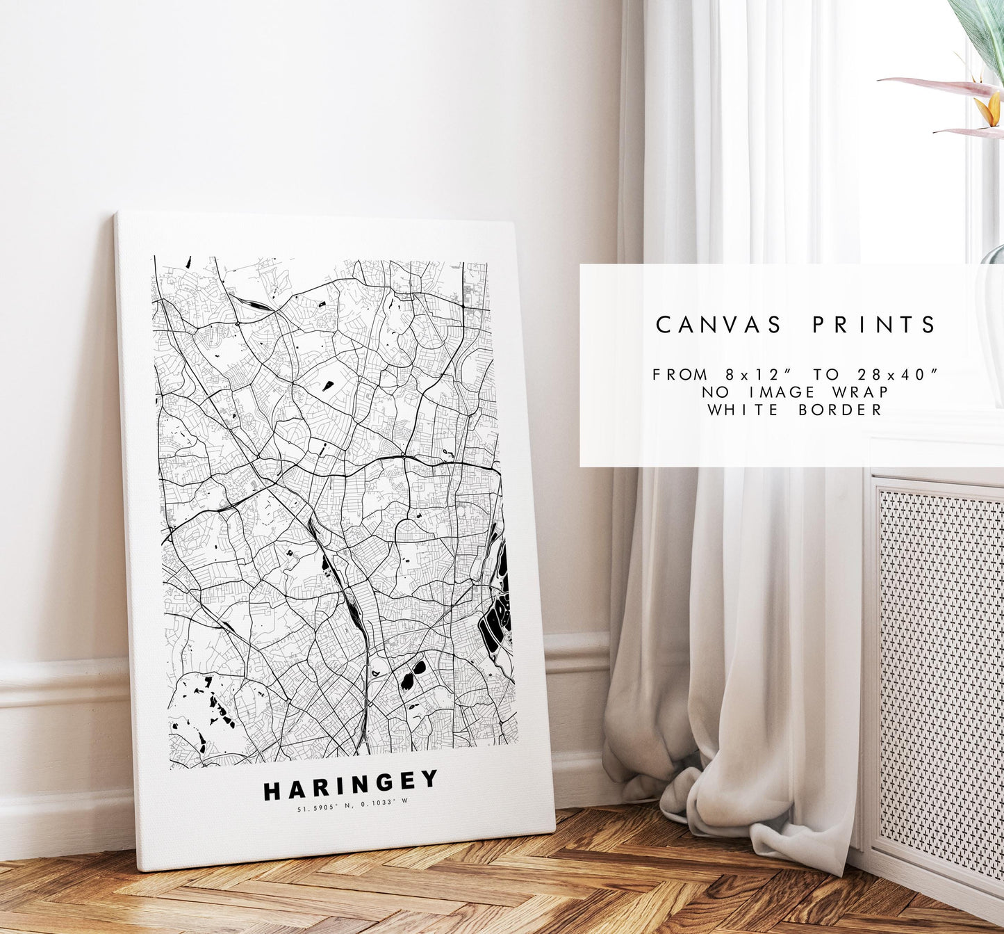 Haringey Map Print - Minimalist City Map Poster - Map Art - UK - Haringey Print - Haringey, London - Different Colours Available