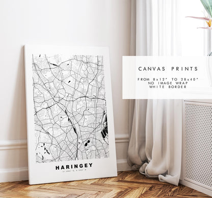 Haringey Map Print - Minimalist City Map Poster - Map Art - UK - Haringey Print - Haringey, London - Different Colours Available