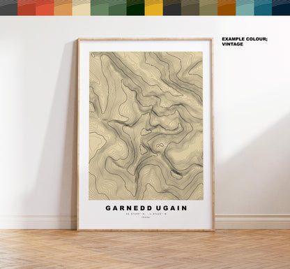 Garnedd Ugain Print - Contour Map - Garnedd Ugain Poster - Wales - Topographic Map - Print - Poster - Wall Art - Welsh 3000s - Topography