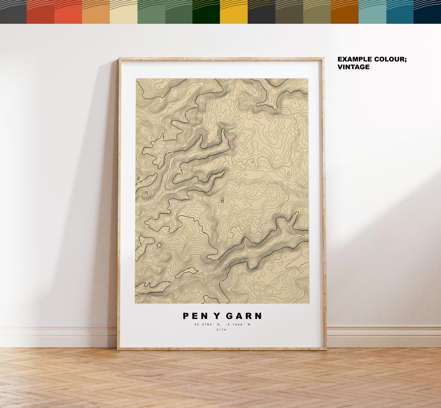 Pen y Garn Map Print - Contour Map - Pen y Garn Poster - Wales - Topographic Map - Print - Poster - Wall Art - Cambrian Mountains