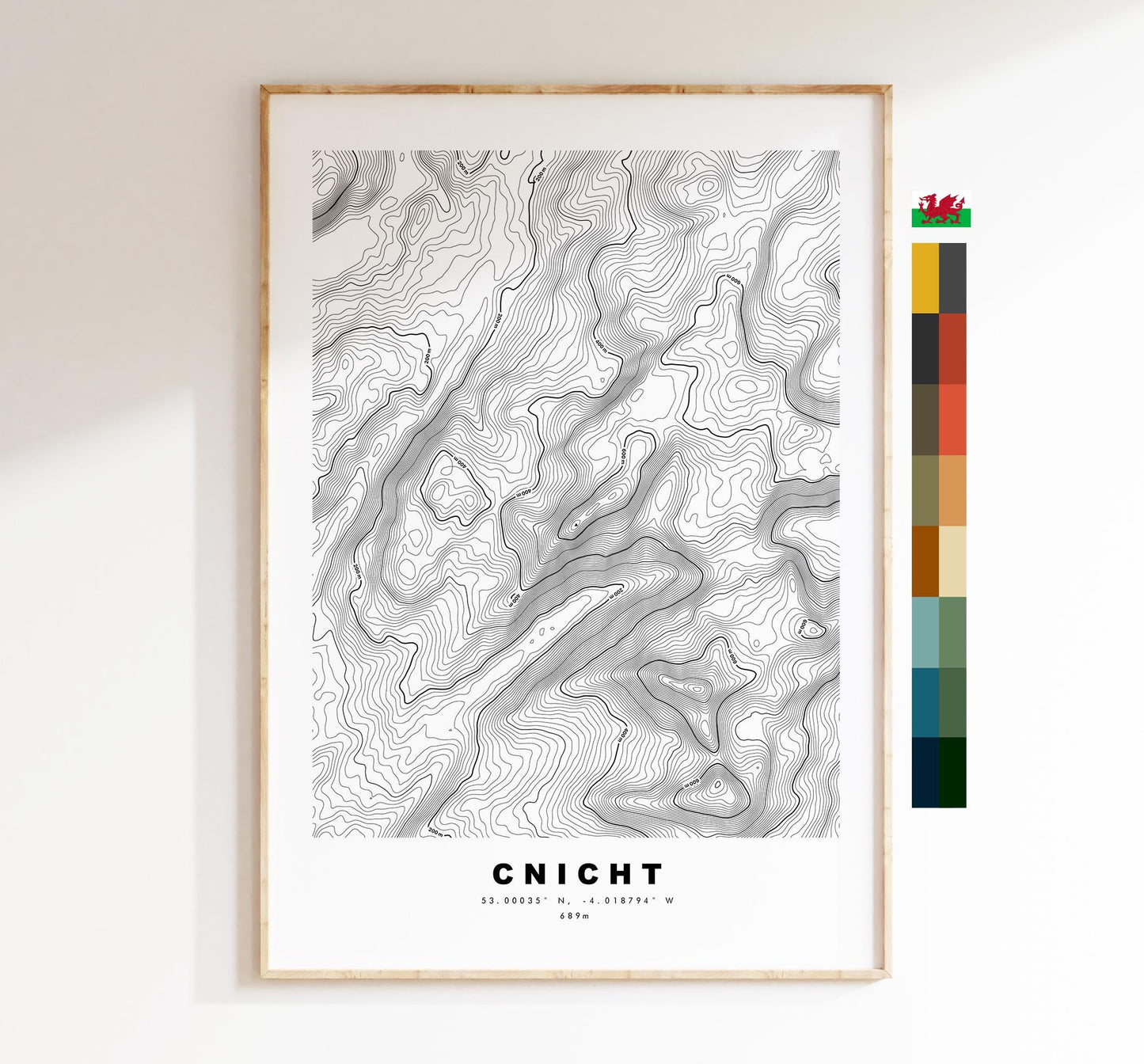 Cnicht Print - Contour Map - Snowdonia - Wales - Topographic Map - Print - Poster - Wall Art - Cnicht Poster - Moelwynion Range