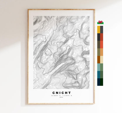 Cnicht Print - Contour Map - Snowdonia - Wales - Topographic Map - Print - Poster - Wall Art - Cnicht Poster - Moelwynion Range