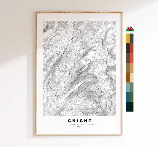 Cnicht Print - Contour Map - Snowdonia - Wales - Topographic Map - Print - Poster - Wall Art - Cnicht Poster - Moelwynion Range