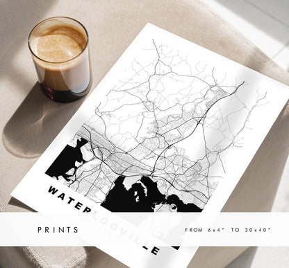 Waterlooville Map Print - Minimalist City Map Poster - Map Art - UK - Waterlooville Print - Hampshire - Different Colours Available