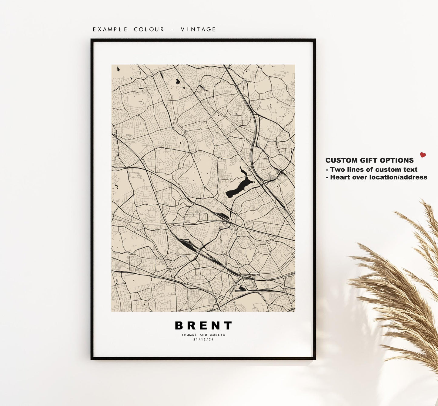 Brent Map Print - Minimalist City Map Poster - Map Art - UK - Brent Print - Brent, London - Different Colours Available