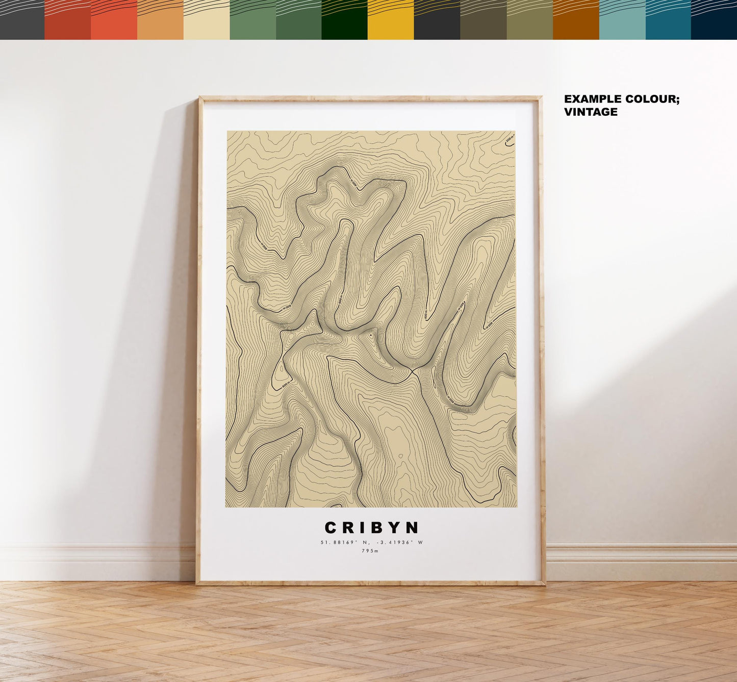 Cribyn Print - Contour Map - Cribyn, Brecon Beacons - Wales - Topographic Map - Wall Art - Cribyn Contour Map - Topography