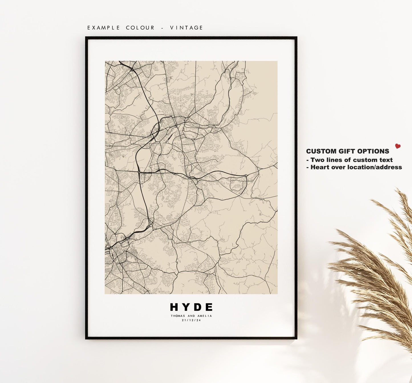 Hyde Map Print - Minimalist City Map Poster - Map Art - UK - Hyde Print - Hyde, Greater Manchester - Different Colours Available