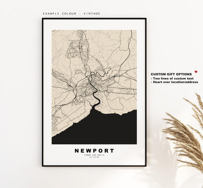Newport Map Print - Minimalist City Map Poster - Map Art - Wales - UK - Newport Print - Newport Poster - Different Colours Available