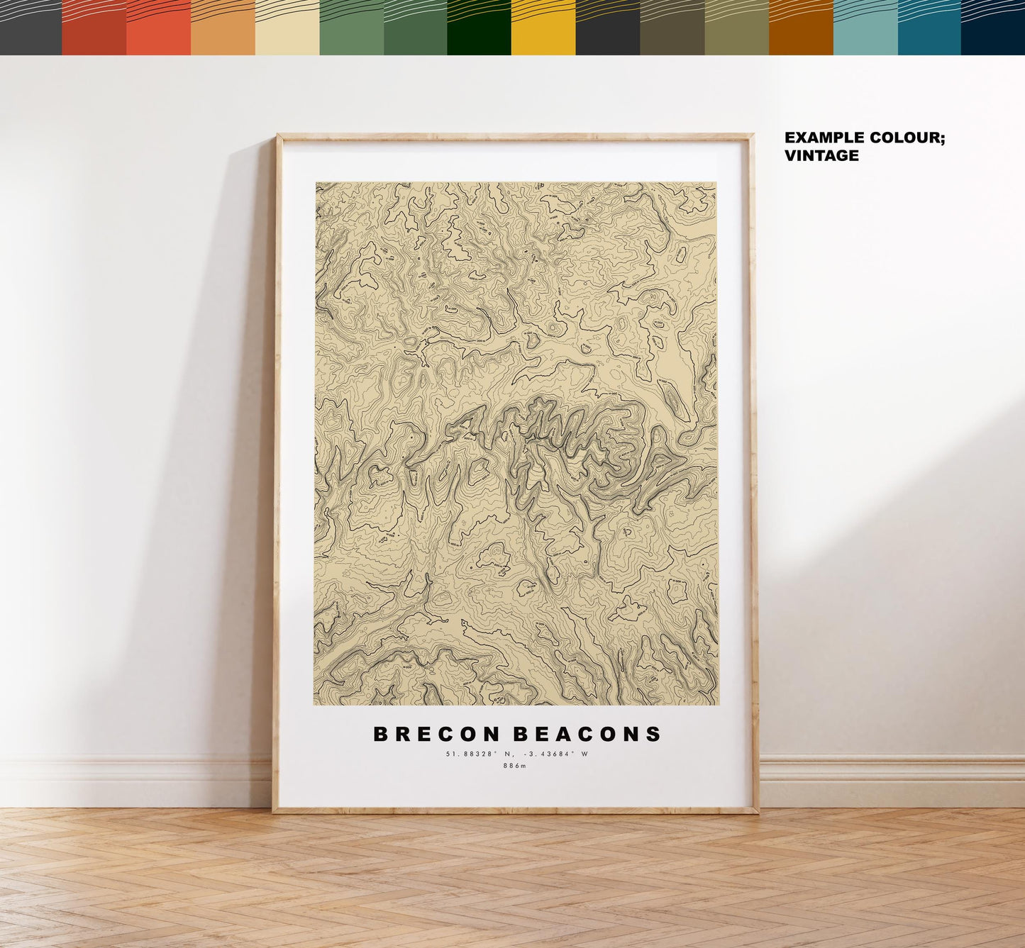 Brecon Beacons Print - Contour Map -  Bannau Brycheiniog Map - Topographic Map - Print - Poster - Wall Art - Brecon Beacons - Wales