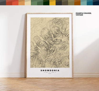 Snowdonia Print - Contour Map -  Snowdonia Map - Topographic Map - Print - Poster - Wall Art - Snowdonia Gift - Snowdon - Topography - Wales