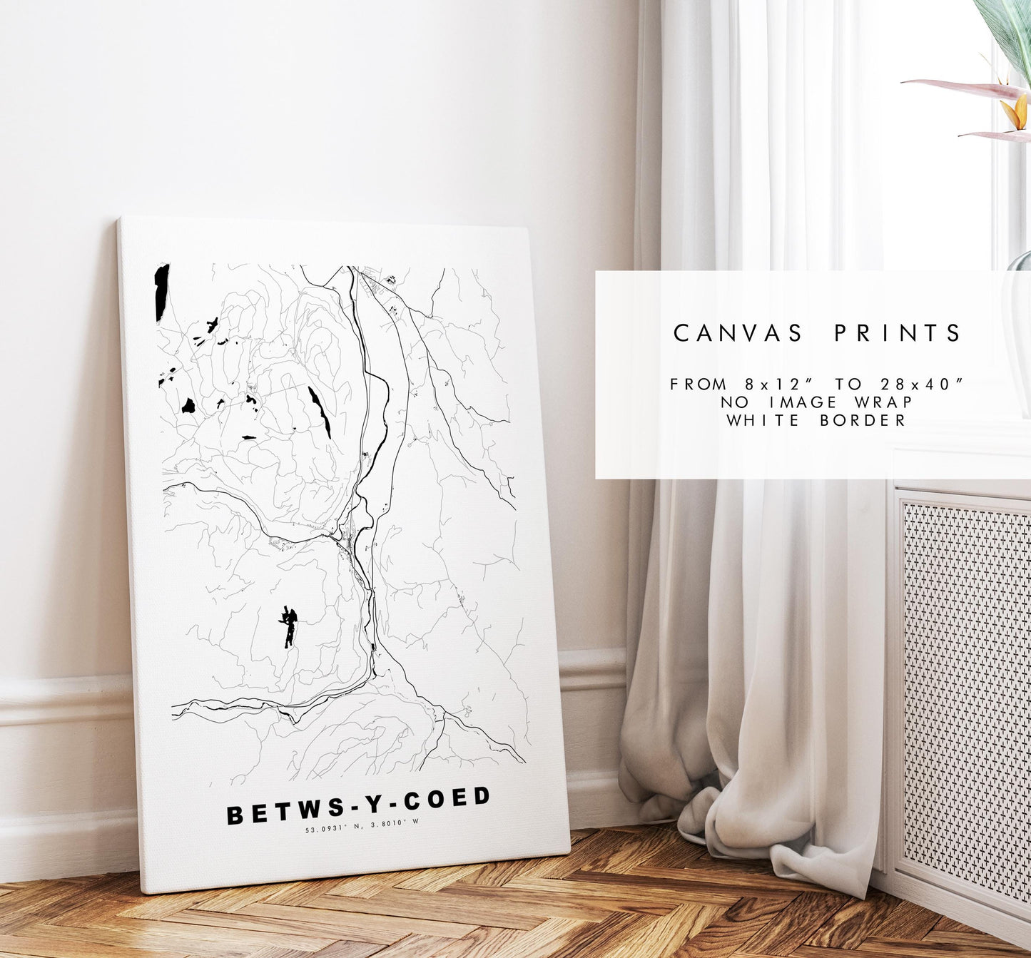 Betws-y-Coed Map Print - Minimalist City Map Poster - Map Art - Wales - UK - Betws-y-Coed Print - Poster - Different Colours Available
