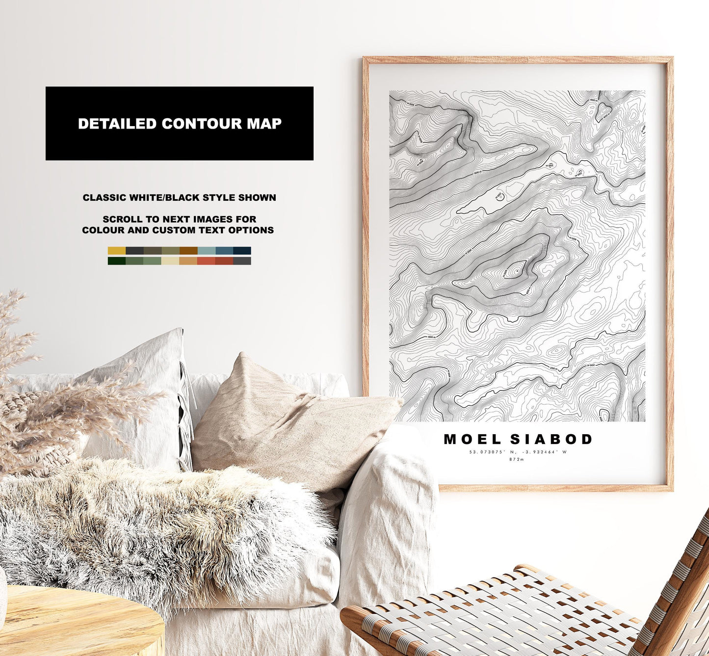 Moel Siabod Print - Contour Map - Snowdonia - Wales - Topographic Map - Print - Poster - Wall Art - Moel Siabod Poster - Moelwynion Range