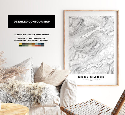 Moel Siabod Print - Contour Map - Snowdonia - Wales - Topographic Map - Print - Poster - Wall Art - Moel Siabod Poster - Moelwynion Range