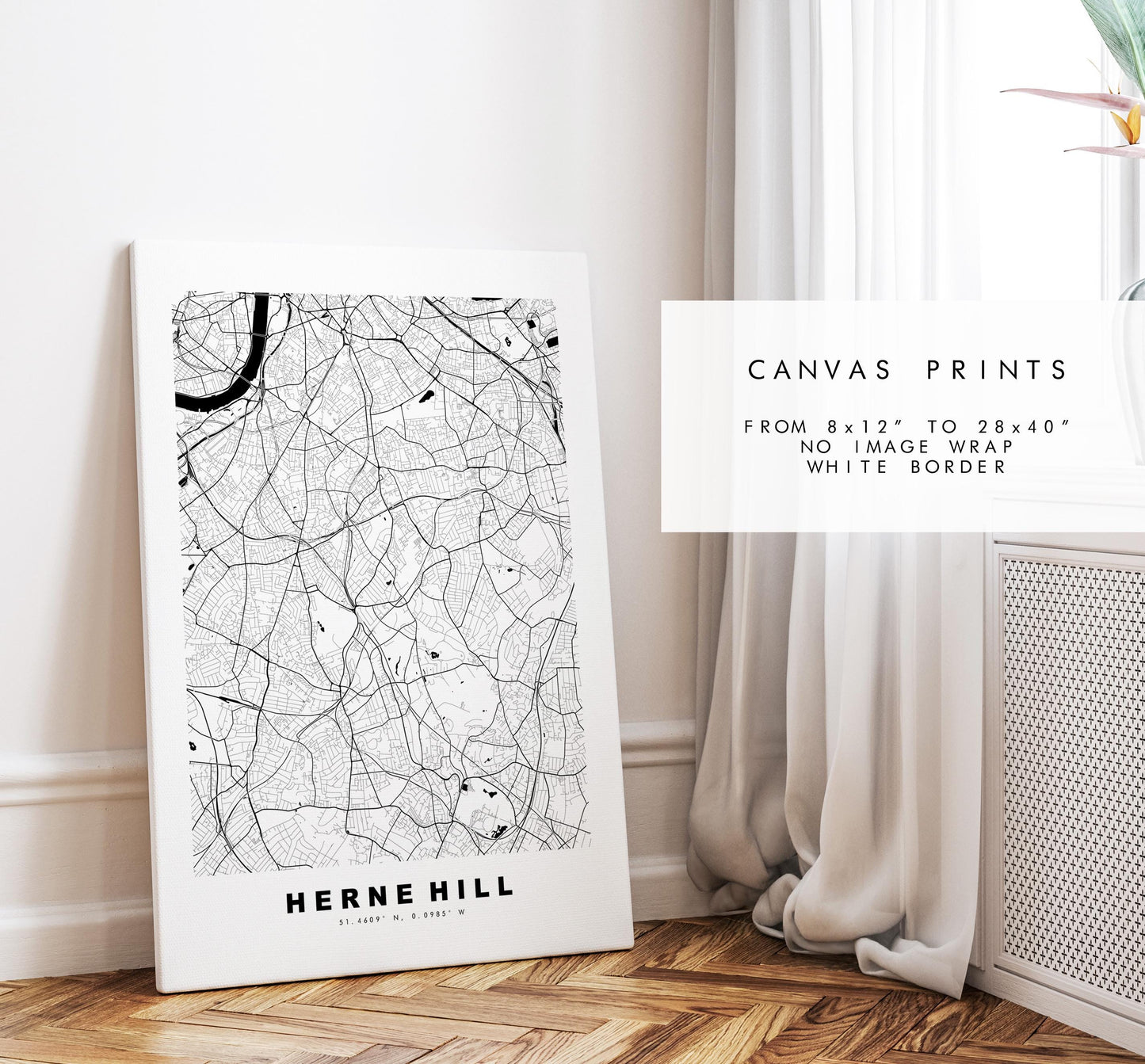 Herne Hill Map Print - Minimalist City Map Poster - Map Art - UK - Herne Hill Print - Herne Hill, London - Different Colours Available