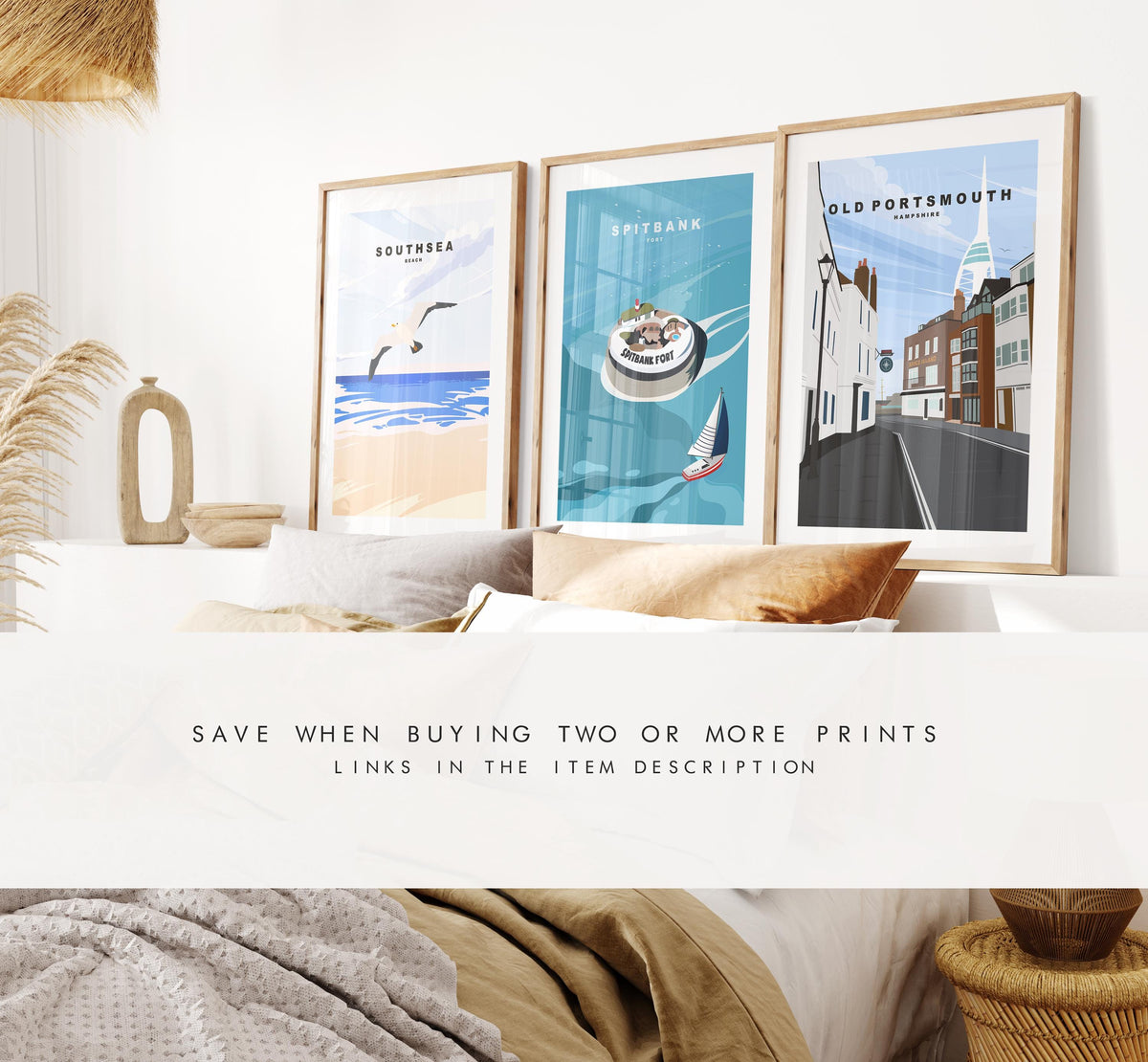 Old Portsmouth Travel Poster (Sunset - Orange)  - Wall Art Print - Southsea and Portsmouth Travel Posters - Prints or Framed Prints