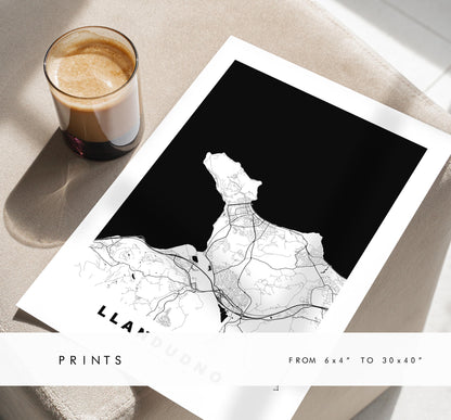 Llandudno Map Print - Minimalist City Map Poster - Map Art - Wales - UK - Llandudno Print - Llandudno Poster - Different Colours Available