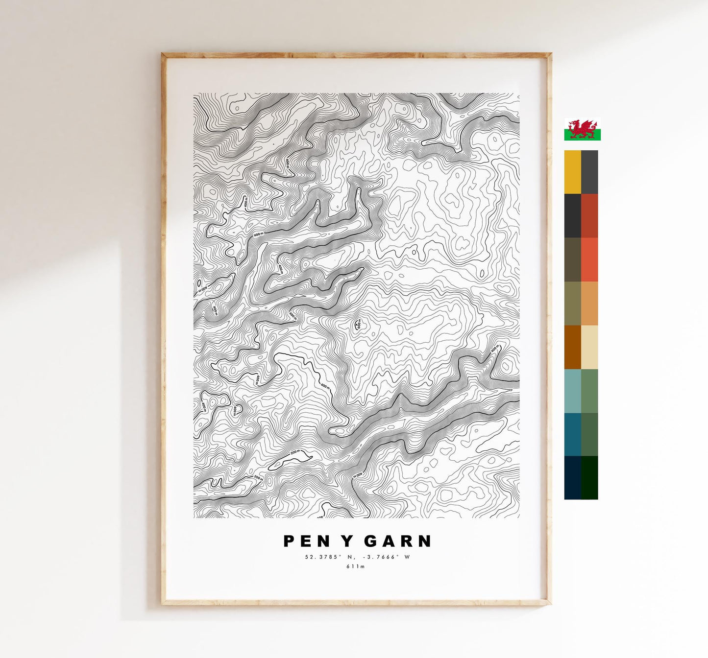 Pen y Garn Map Print - Contour Map - Pen y Garn Poster - Wales - Topographic Map - Print - Poster - Wall Art - Cambrian Mountains