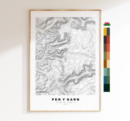 Pen y Garn Map Print - Contour Map - Pen y Garn Poster - Wales - Topographic Map - Print - Poster - Wall Art - Cambrian Mountains