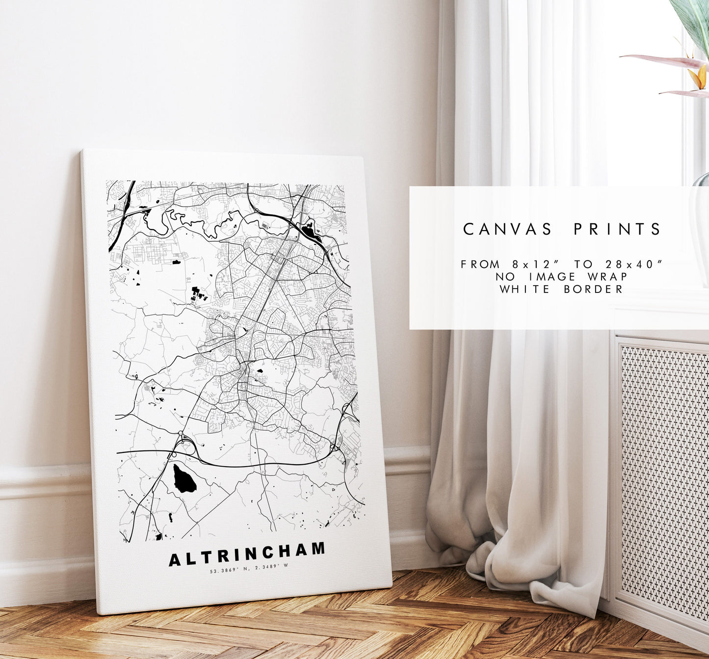 Altrincham Map Print - Minimalist City Map Poster - Map Art - UK - Altrincham Print - Altrincham Poster - Different Colours Available