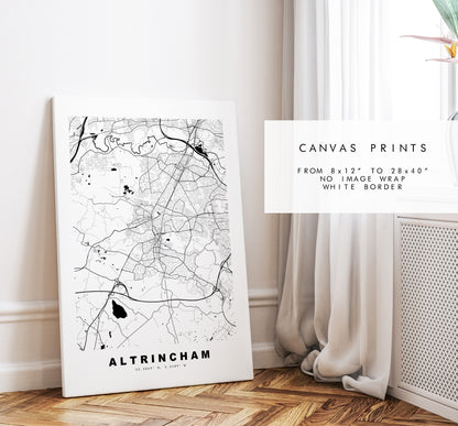 Altrincham Map Print - Minimalist City Map Poster - Map Art - UK - Altrincham Print - Altrincham Poster - Different Colours Available