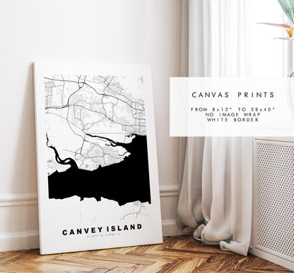 Canvey Island Map Print - Minimalist City Map Poster - Map Art - UK - Canvey Island Print - Essex - Different Colours Available