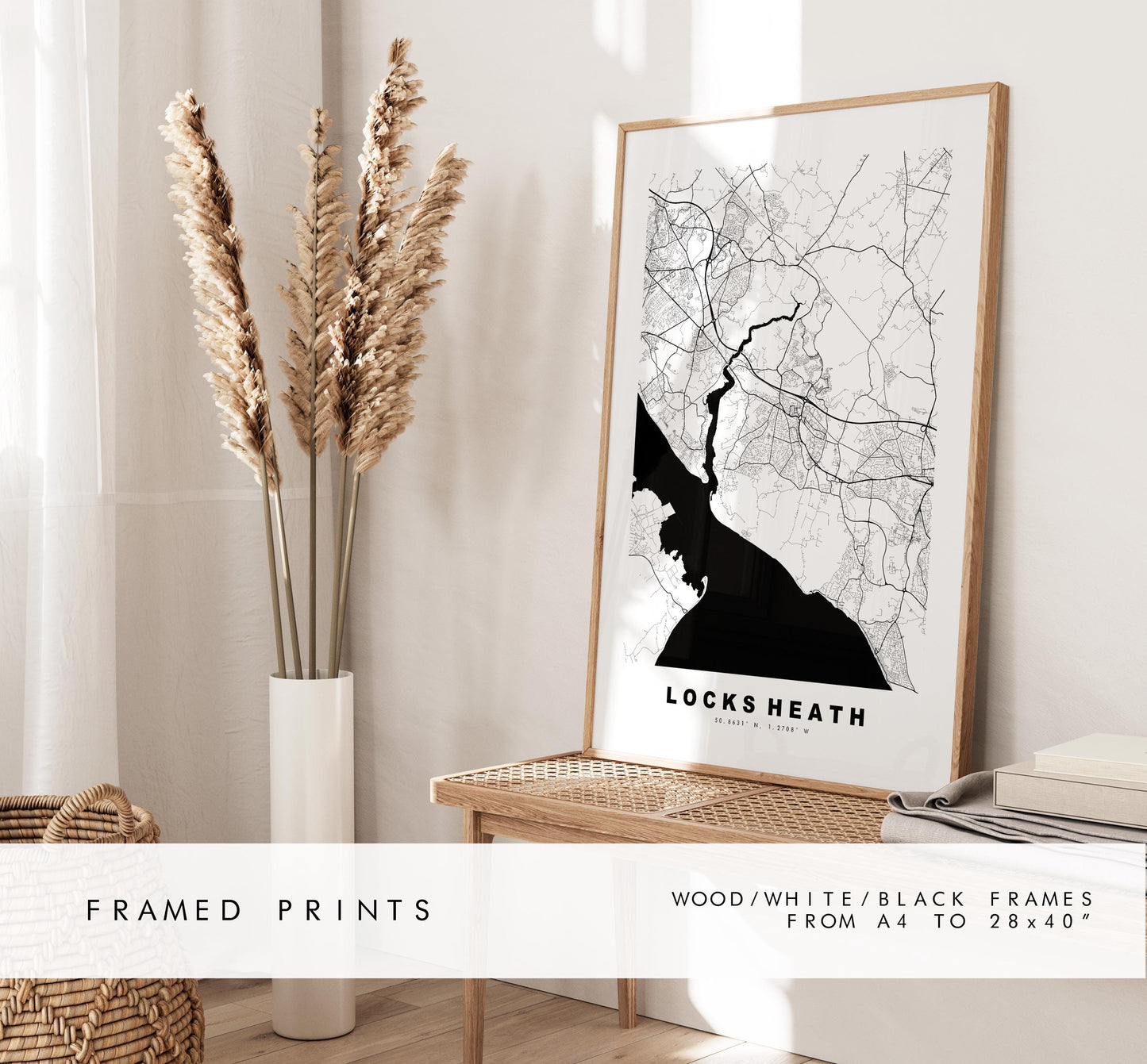 Locks Heath Map Print - Minimalist City Map Poster - Map Art - UK - Locks Heath Print - Locks Heath, Hampshire - Different Colours Available
