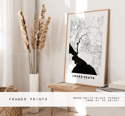 Locks Heath Map Print - Minimalist City Map Poster - Map Art - UK - Locks Heath Print - Locks Heath, Hampshire - Different Colours Available