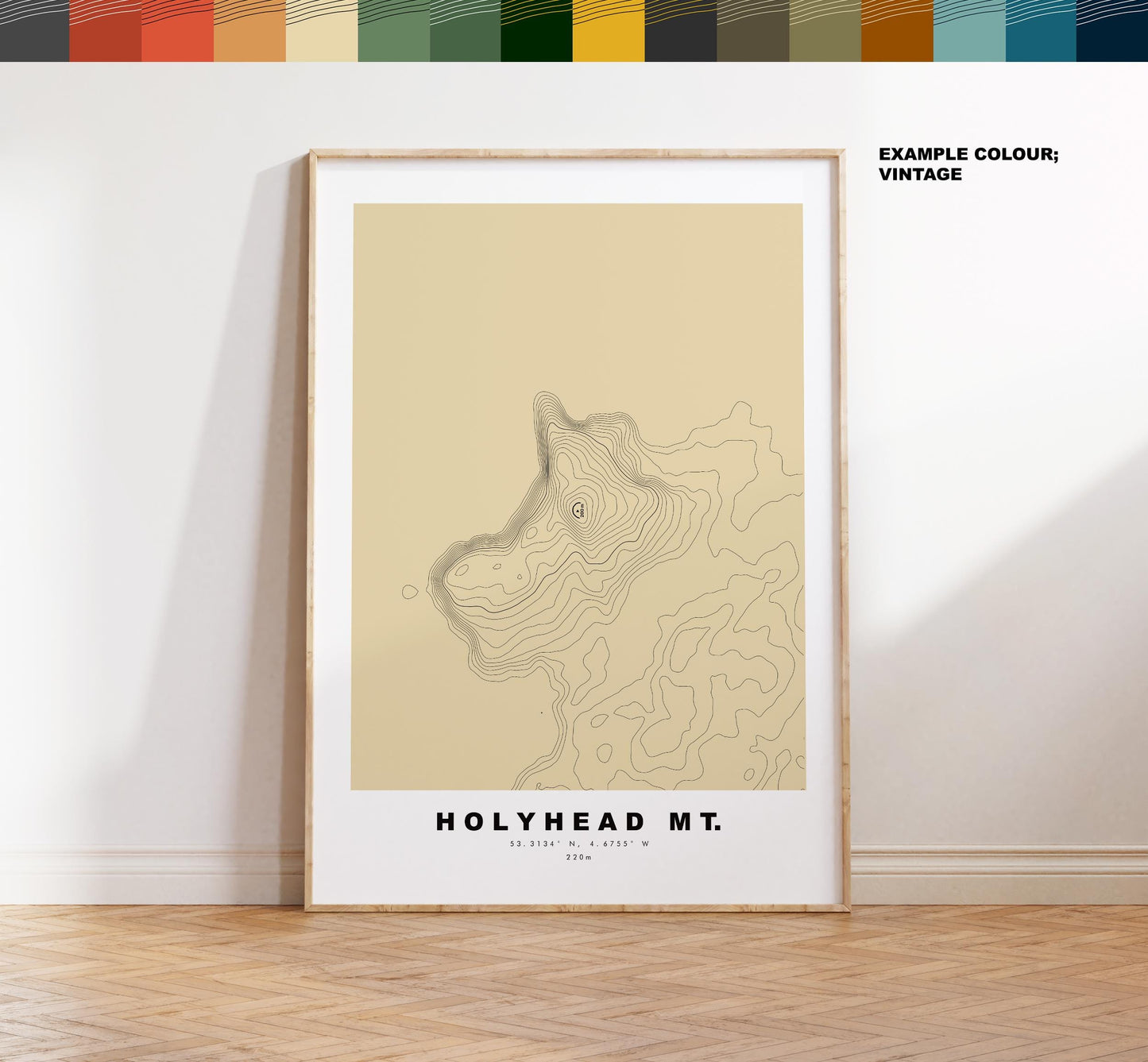 Holyhead Mountain Print - Contour Map - Anglesey - Wales - Topographic Map - Print - Wall Art - Mynydd Twr - Contour Map - Topography