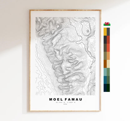 Moel Famau Print - Contour Map - Clwydian Hills - Wales - Topographic Map - Print - Poster - Wall Art - Moel Famau Map - Clwydian Range