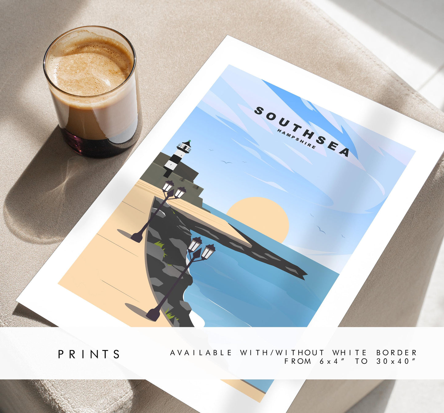 Southsea Promenade Travel Poster - Wall Art Print - Southsea and Portsmouth Travel Posters - Prints or Framed Prints
