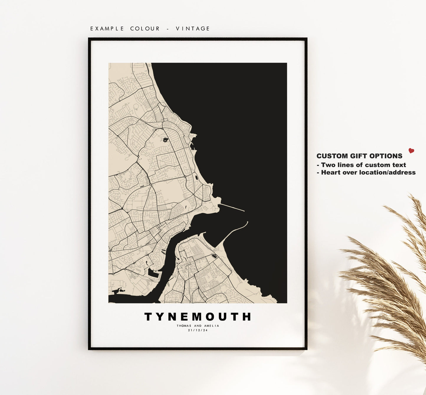 Tynemouth Map Print - Minimalist City Map Poster - Map Art - UK - Tynemouth Print - Tynemouth Poster - Different Colours Available