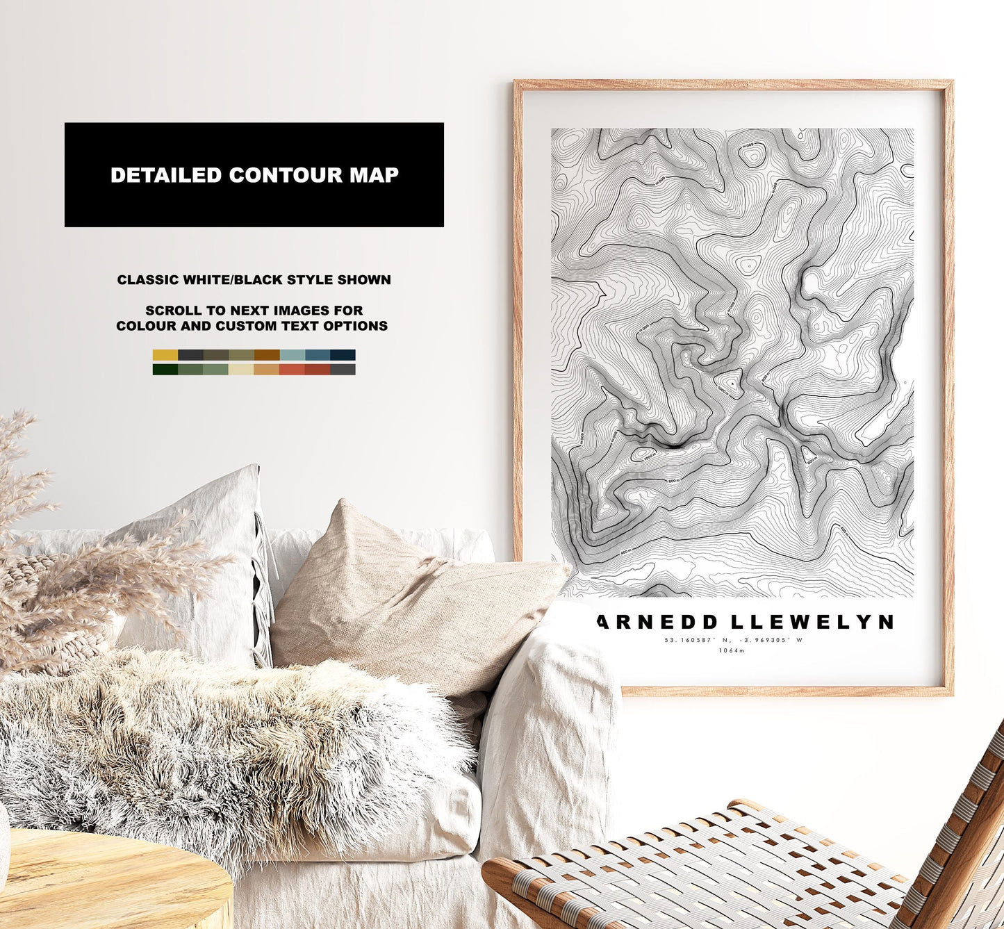 Carnedd Llewelyn Print - Contour Map - Snowdonia - Wales - Topographic Map - Print - Poster - Wall Art - Carnedd Llywelyn - Carneddau
