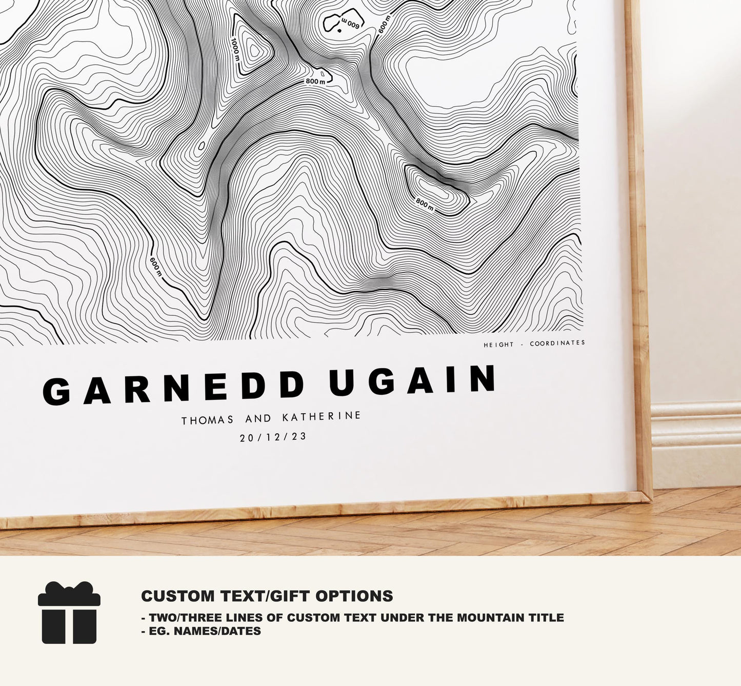 Garnedd Ugain Print - Contour Map - Garnedd Ugain Poster - Wales - Topographic Map - Print - Poster - Wall Art - Welsh 3000s - Topography