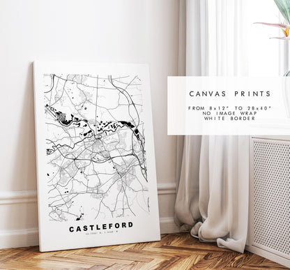 Castleford Map Print - Minimalist City Map Poster - Map Art - UK - Castleford Print - West Yorkshire - Different Colours Available
