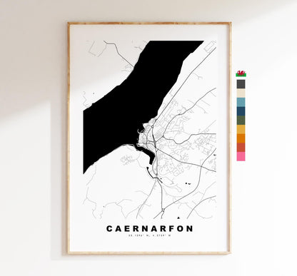 Caernarfon Map Print - Minimalist City Map Poster - Map Art - Wales - UK - Caernarfon Print - Caernarfon Poster - Different Colours Available