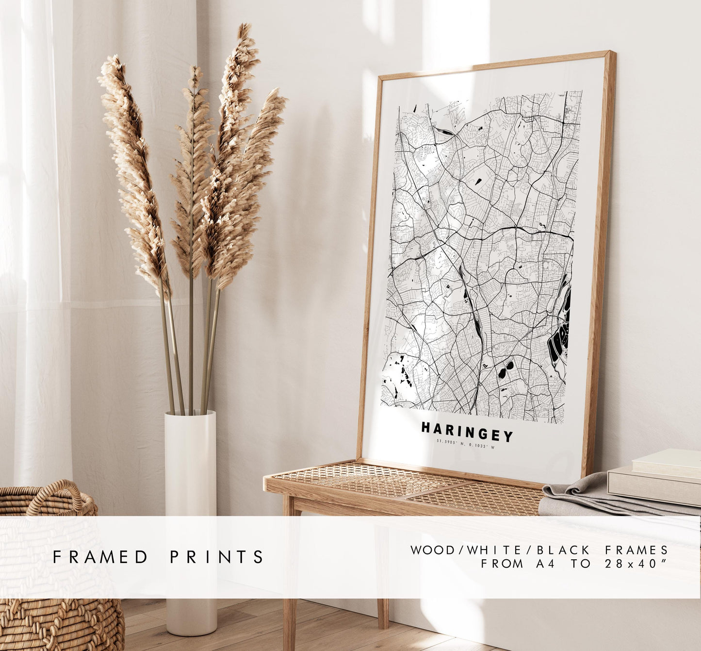 Haringey Map Print - Minimalist City Map Poster - Map Art - UK - Haringey Print - Haringey, London - Different Colours Available