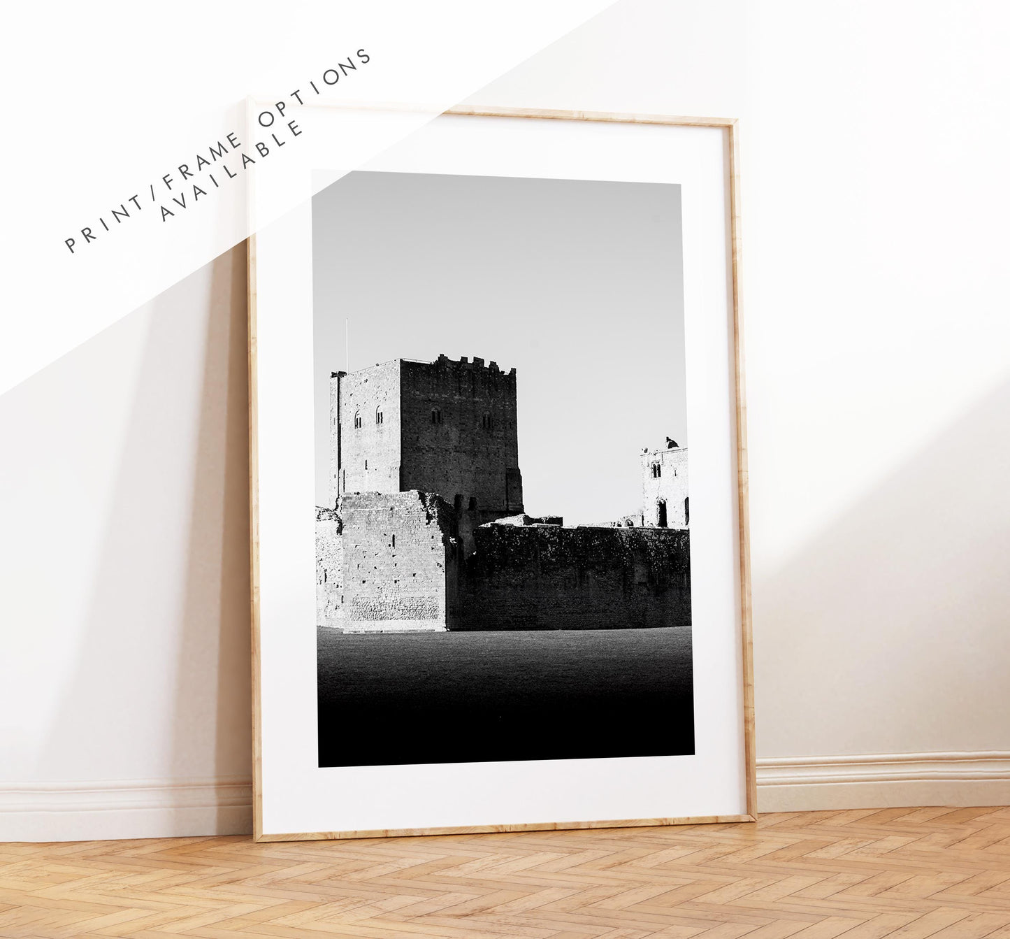 Portchester Castle Photography Print - Hampshire Photography Prints - Wall Art -  Frame and Canvas Options - Black and White - Portrait - UK