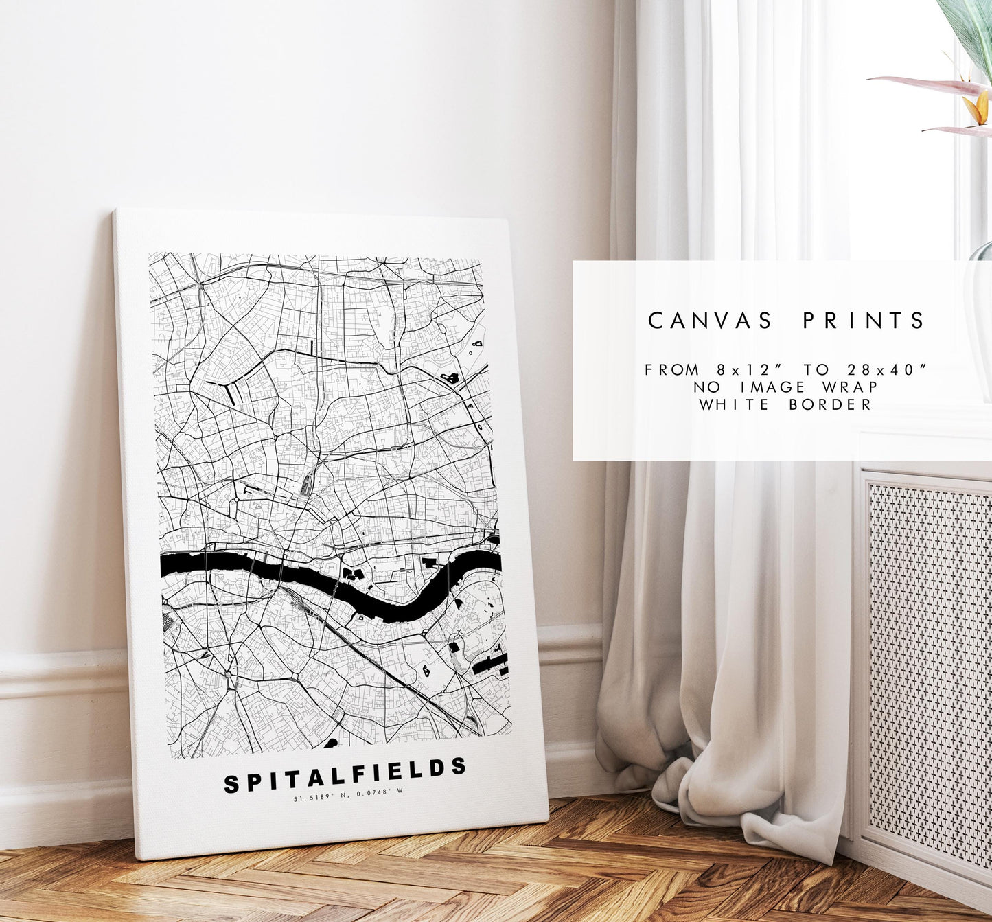 Spitalfields Map Print - Minimalist City Map Poster - Map Art - UK - Spitalfields Print - Spitalfields, London - Different Colours Available