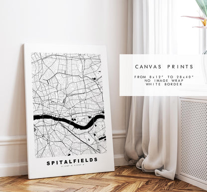 Spitalfields Map Print - Minimalist City Map Poster - Map Art - UK - Spitalfields Print - Spitalfields, London - Different Colours Available
