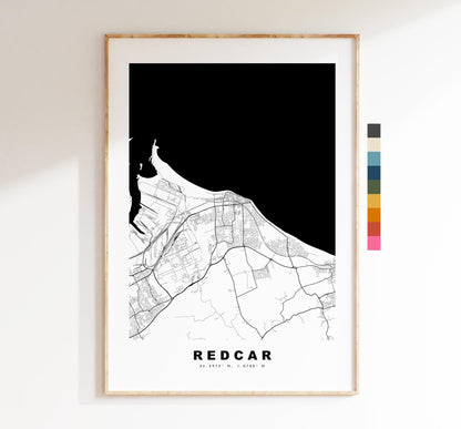 Redcar Map Print - Minimalist City Map Poster - Map Art - UK - Redcar Print - Redcar, Yorkshire - Different Colours Available