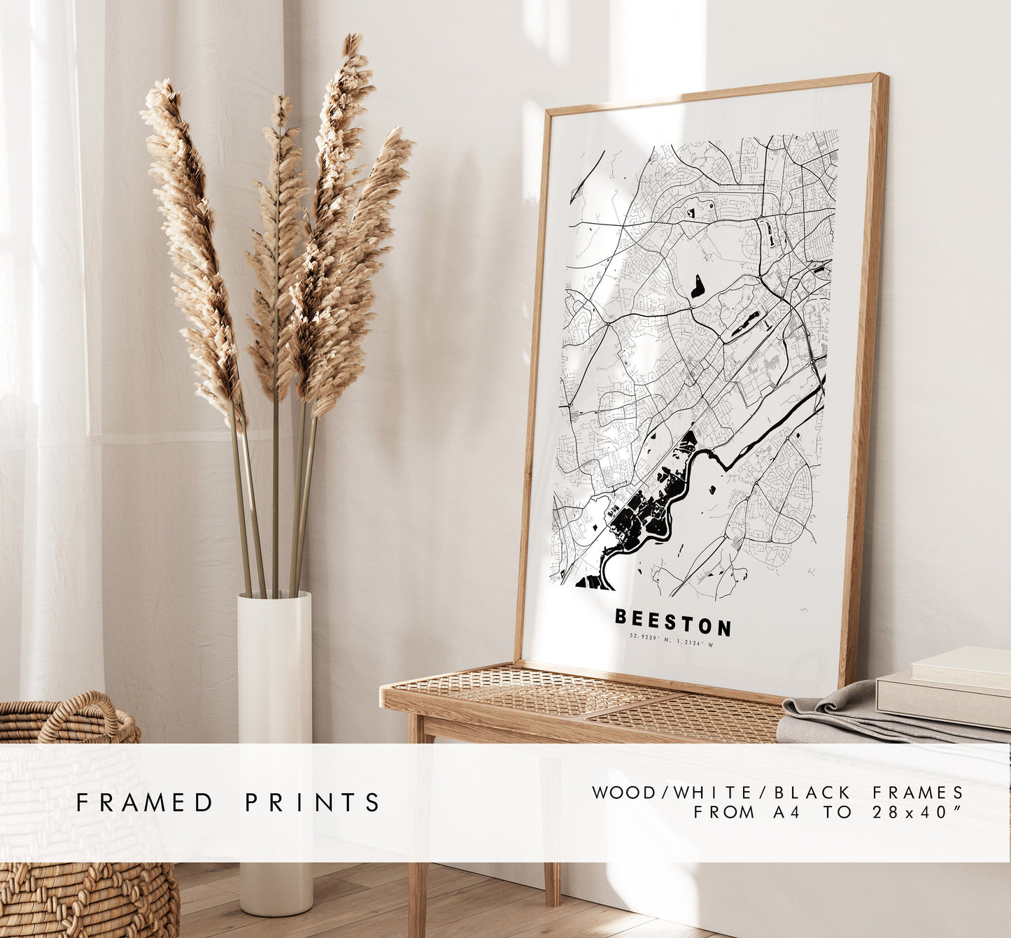 Beeston Map Print - Minimalist City Map Poster - Map Art - UK - Beeston Print - Beeston Poster - Different Colours Available