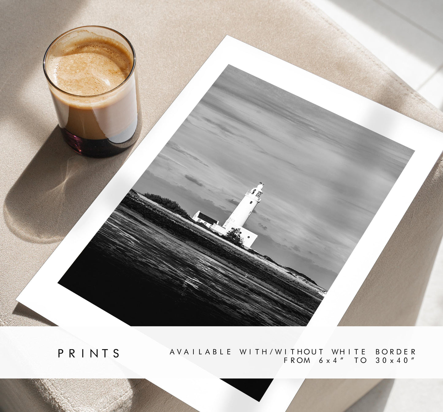 Hurst Point Lighthouse Photography Print - Hampshire Photography Prints -  Frame and Canvas Options - Portrait  - UK - Black and White