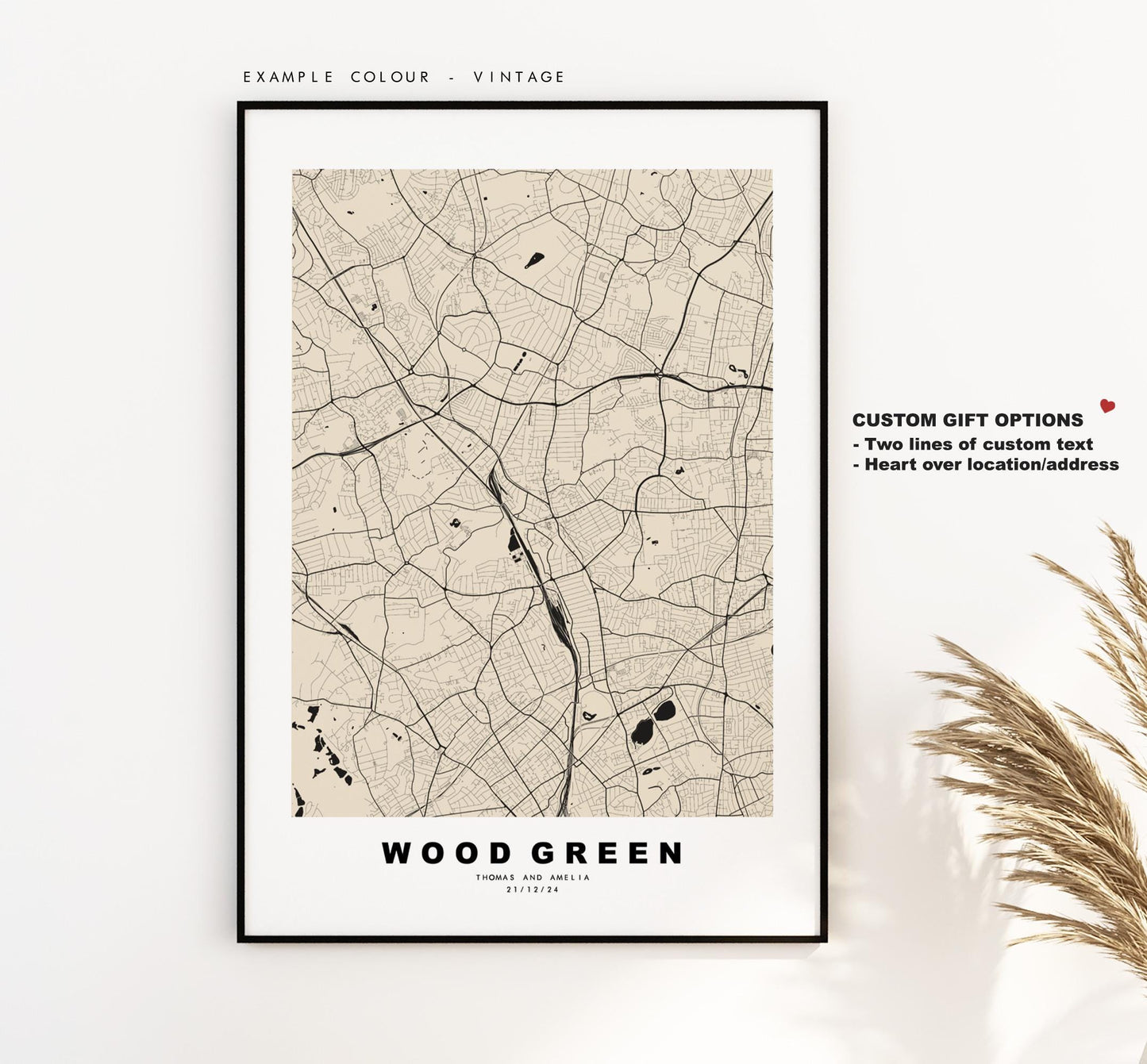 Wood Green Map Print - Minimalist City Map Poster - Map Art - UK - Wood Green Print - Wood Green, London - Different Colours Available
