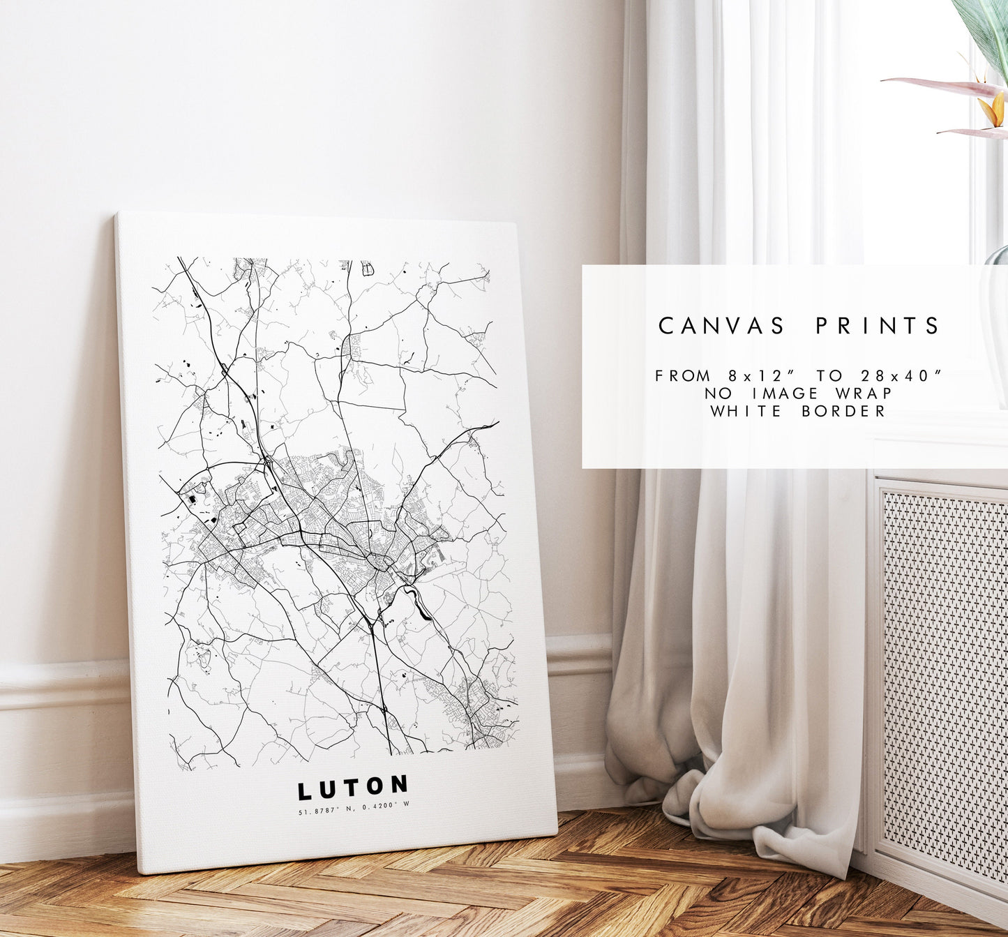 Luton Map Print - Minimalist City Map Poster - Map Wall Art - UK - Luton Print - Luton Poster - Different Colours Available