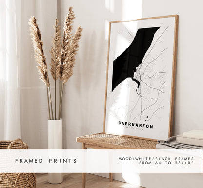 Caernarfon Map Print - Minimalist City Map Poster - Map Art - Wales - UK - Caernarfon Print - Caernarfon Poster - Different Colours Available