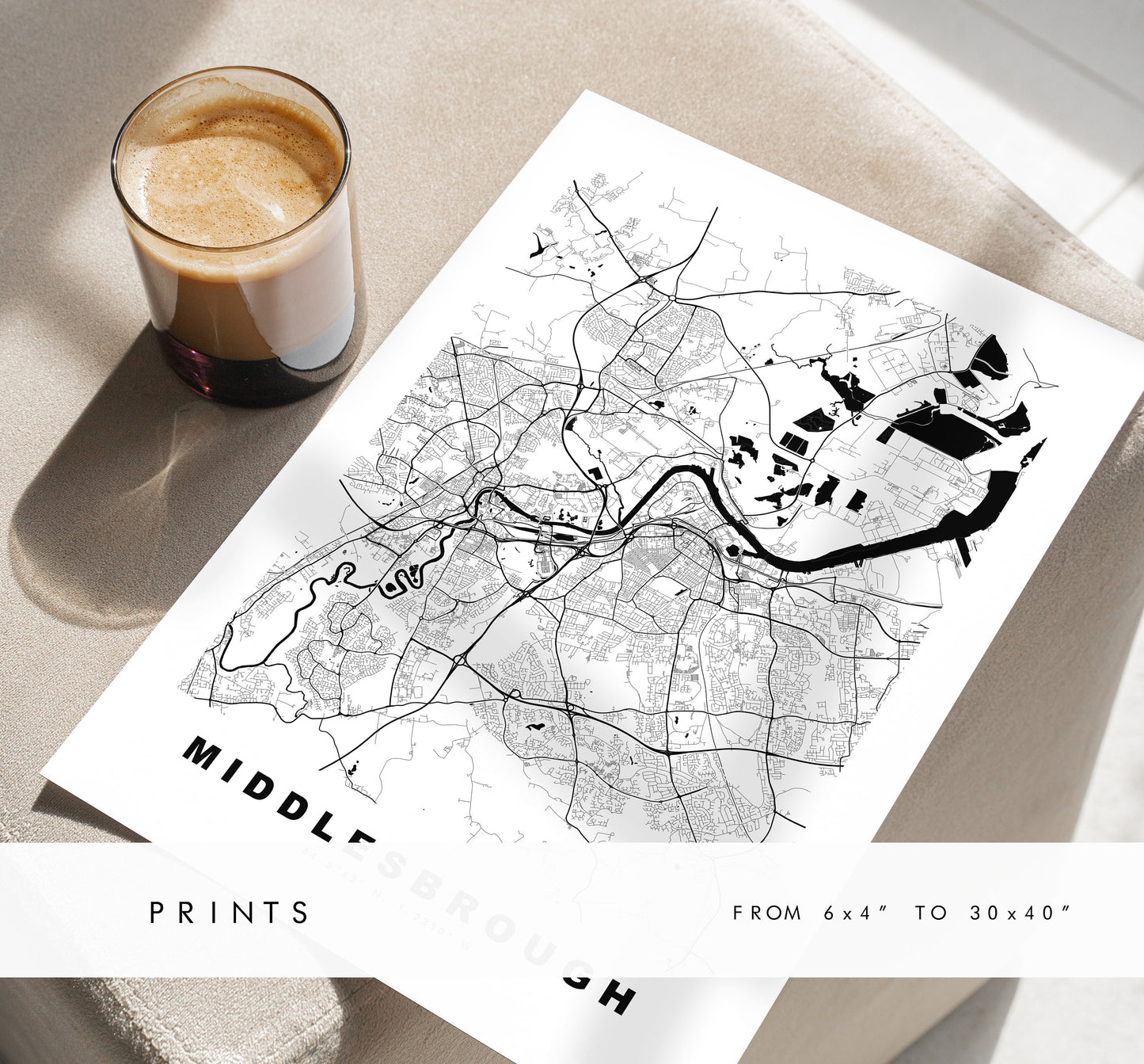 Middlesbrough Map Print - Minimalist City Map Poster - Map - UK - Middlesbrough Print - Middlesbrough Poster - Different Colours Available
