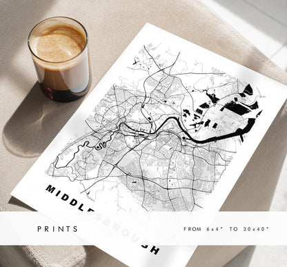 Middlesbrough Map Print - Minimalist City Map Poster - Map - UK - Middlesbrough Print - Middlesbrough Poster - Different Colours Available