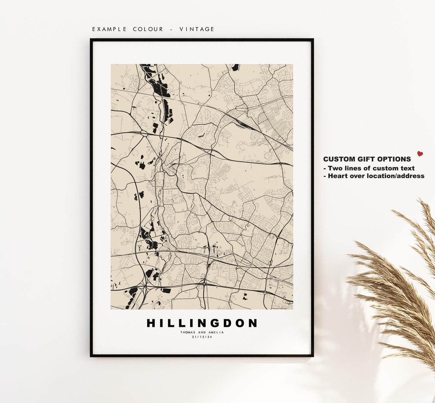 Hillingdon Map Print - Minimalist City Map Poster - Map Art - UK - Hillingdon Print - Hillingdon, London - Different Colours Available